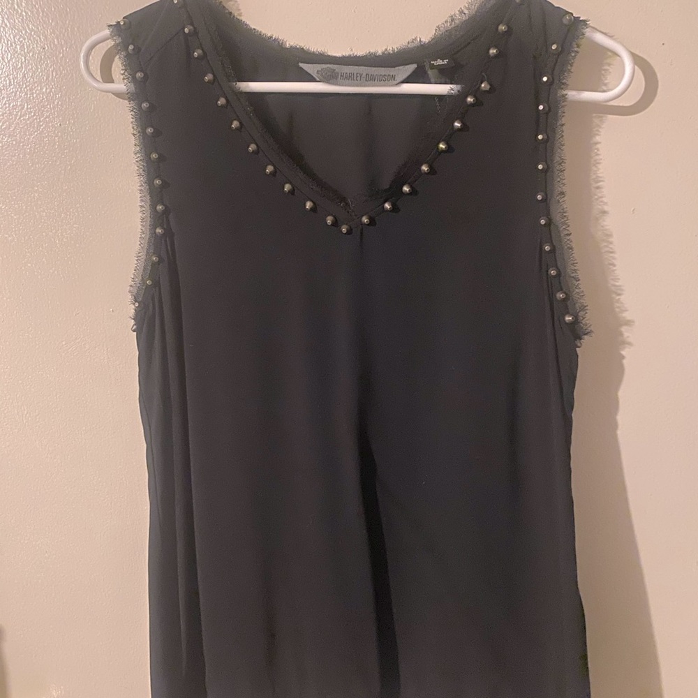 Harley-Davidson Black studded v-neck